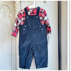 Carter’s 9M Corduroy Overalls Plaid Shirt 2-Piece Outfit New with Tags